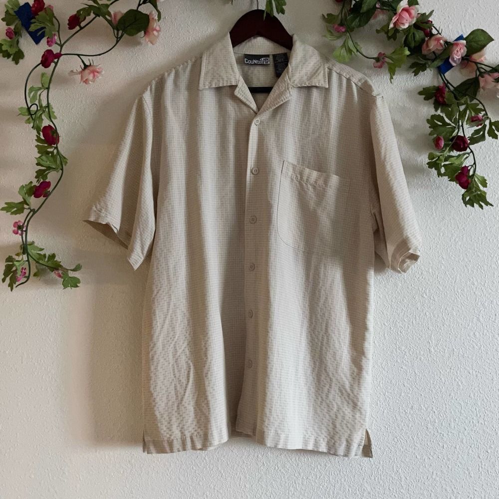 CouNter CC Medium Yellow Checkered Men's Collar Button Up Shirt - Picture 7 of 7